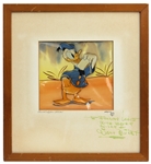 Walt Disney Signed Donald Duck Original Animation Cel With Original Hand Painted Background (Saludos Amigos - 1942) JSA