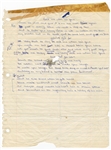 Bernie Taupin Rock Me When He's Gone (Elton John) Original Handwritten Working Lyrics
