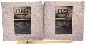 Rush Neil Peart Stage Used Drumsticks and Band Signed Tour Programs
