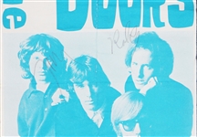 The Doors Jim Morrison and Robbie Krieger Signed Concert Flyer with Stage Used John Densmore Drumstick PSA