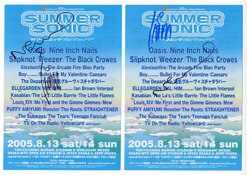 Oasis Noel Gallagher and Liam Gallagher Lot of Six Signed Japanese Flyers