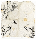 The Who John Entwistle Signed Hand Drawing on Stork Club Napkin