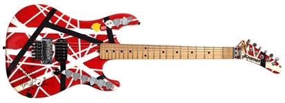 Eddie Van Halen Played and Signed Custom Striped Kramer Frankenstrat Guitar with Eddie’s Cigarette Butts JSA