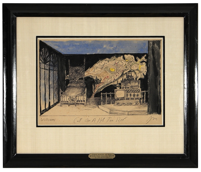 The Doors Jim Morrison "Cat On a Hot Tin Roof" 1962 Set Design Painting JSA