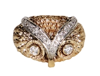 Elvis Presley Owned and Worn 14kt Gold Diamond Owl Ring