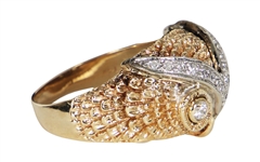 Elvis Presley Owned and Worn 14kt Gold Diamond Owl Ring
