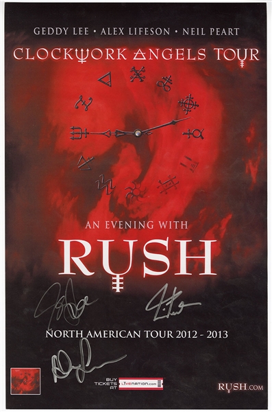Rush Signed Clockwork Angels Tour Concert Poster JSA