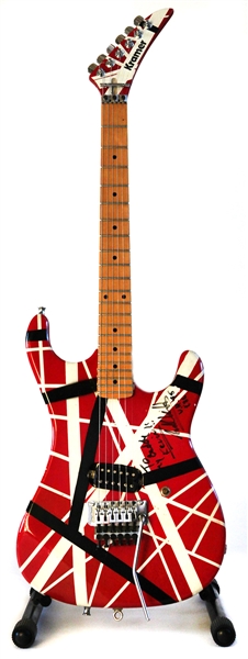 Eddie Van Halen Personally Owned, Signed and Heavily Stage Played Custom 1986 Kramer Striped Guitar