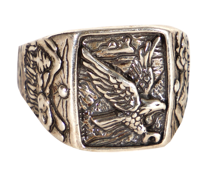 Frank Zappa Owned and Worn Sterling Silver Eagle Ring