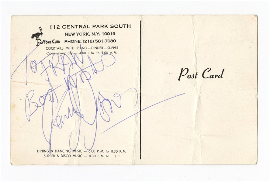 The Who Kenney Jones Signed & Inscribed Stork Club Postcard