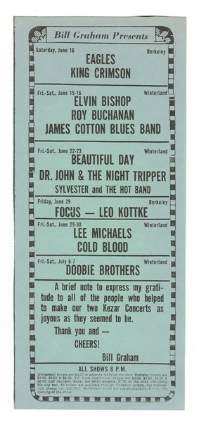 Eagles, King Crimson, Dr. John and More Original Concert Flyer Handbill