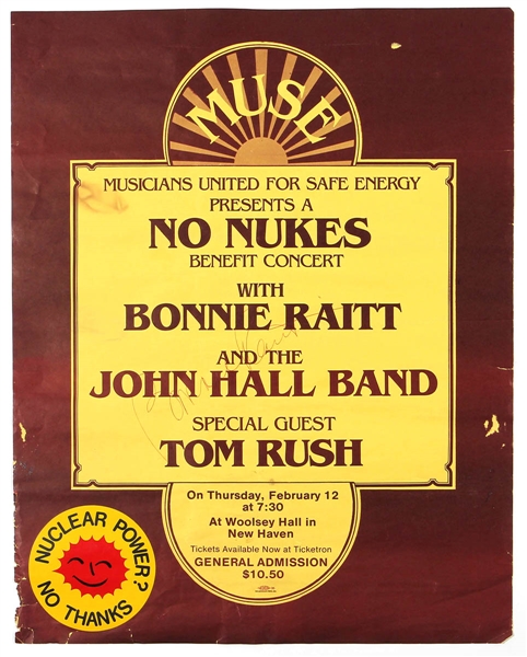 Bonnie Raitt Signed "No Nukes" Benefit Concert Poster