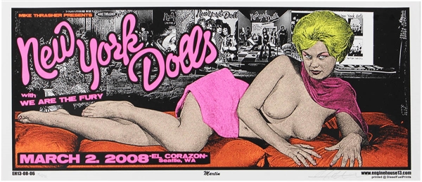 New York Dolls Original Limited Edition Silkscreen Concert Poster Signed by Artist