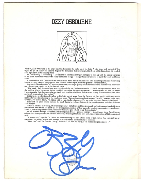 Black Sabbath Band Signed Program JSA