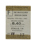 The Beatles 1963 Original Concert Ticket Roy Orbison Tour