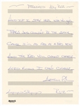 Lynyrd Skynyrd Artimus Pyle Handwritten Freebird Lyrics