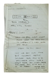 Def Leppard Joe Elliot Handwritten and Signed Fax to Rick Allen