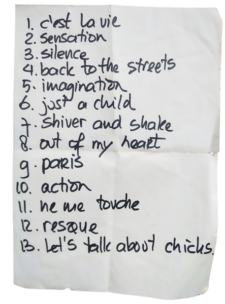Def Leppard 1988 Joe Elliot Handwritten Setlist