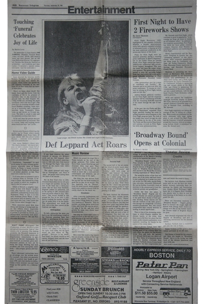 Def Leppard Rick Allen Owned Newspaper Clippings