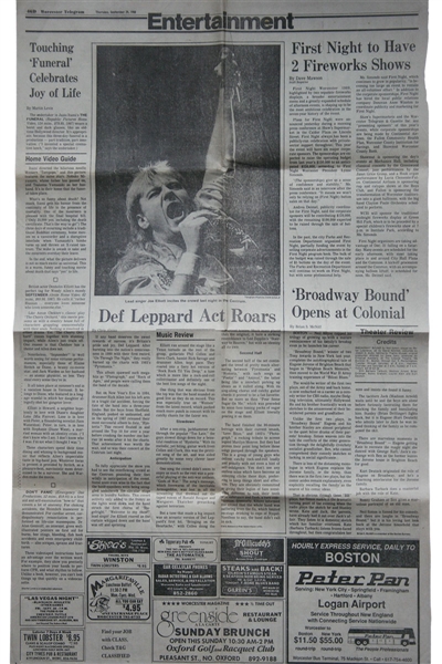 Def Leppard Rick Allen Owned Newspaper Clippings