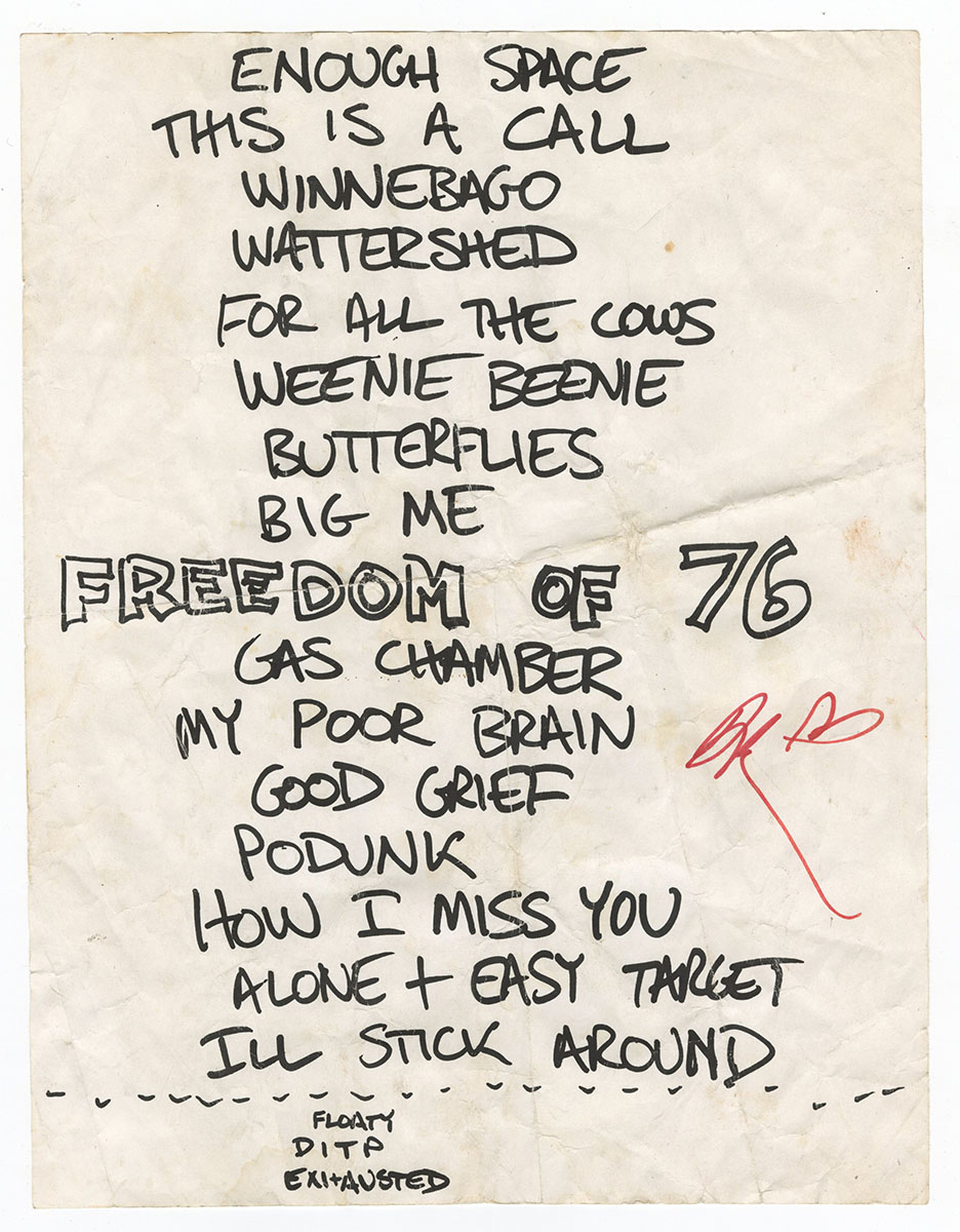 Lot Detail Dave Grohl Foo Fighters Stage Used Photocopy Setlist