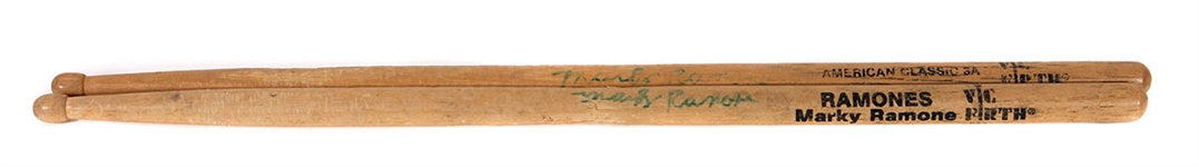 Marky Ramone Signed and Stage Used Drumsticks