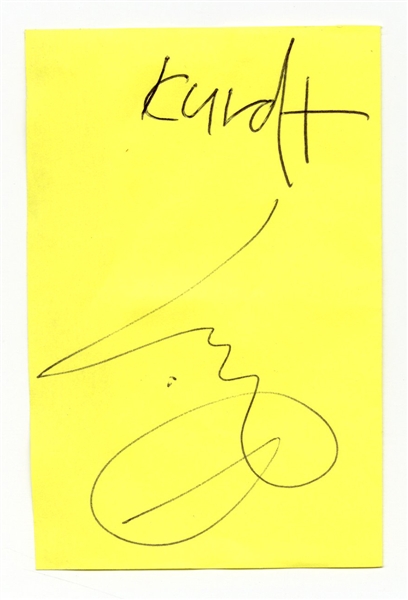Nirvana Kurt Cobain and Dave Grohl Signed Post-It Note REAL LOA