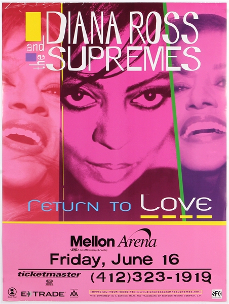Diana Ross and The Supremes Original Recalled Concert Poster