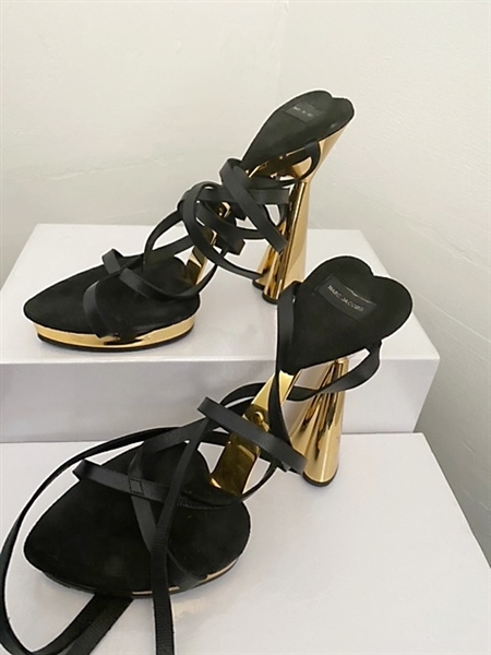 Spice Girls Victoria Beckham Mark Jacobs Black & Gold Love Heart Owned and Stage Worn Heels