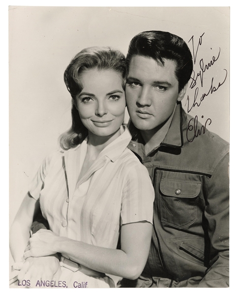 Elvis Presley Signed & Inscribed Original "Roustabout" Stamped Promotional Photograph with Joan Freeman