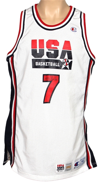 Larry Bird Game Worn and Twice-Signed 1992 Summer Olympics USA #7 Jersey JSA, MEARS & Celtics LOAs