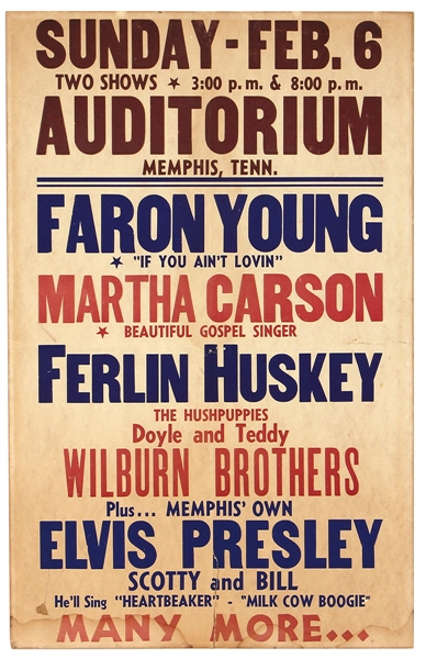 Elvis Presley Original 1955 Auditorium Concert Poster