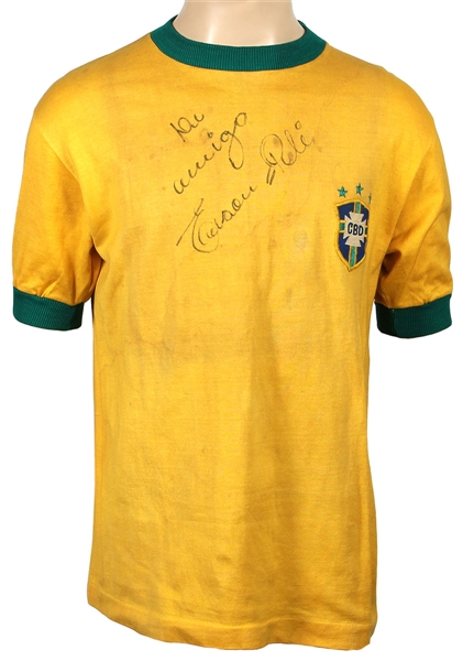 Pelé Historic Signed and National Match Worn Jersey on 10/6/1976 Last National Game MEARS & JSA