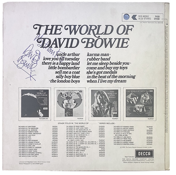 David Bowie Vintage Signed “The World of David Bowie” Album David Bowie Autographs LOA