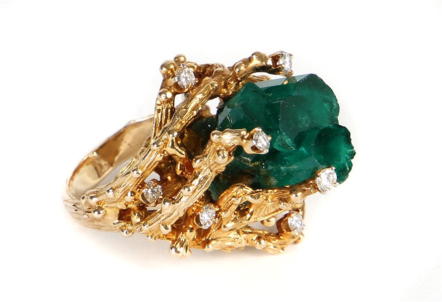 Elvis Presley Owned & Worn Emerald and Diamond Ring