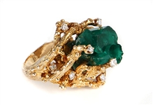 Elvis Presley Owned & Worn Emerald and Diamond Ring