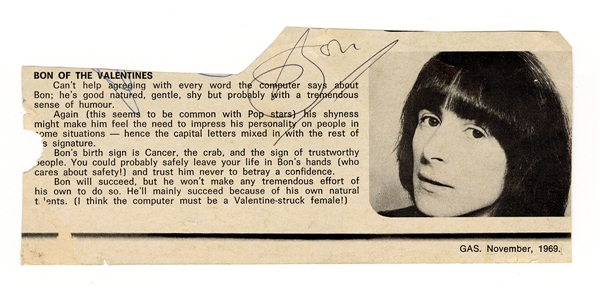 AC/DC Bon Scott Signed Early Newspaper Photograph JSA