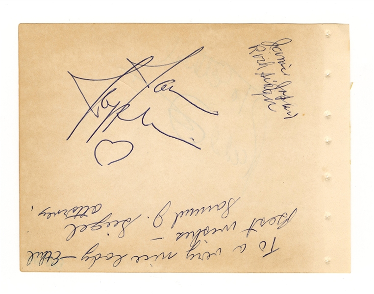 Janis Joplin Signed Autograph Album Page JSA