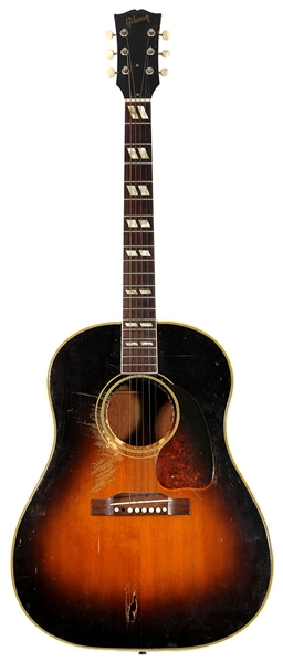 Keith Richards Owned, Heavily Stage Played & Gun Shot Gibson 1952 SJ Southern Jumbo Sunburst Acoustic Guitar