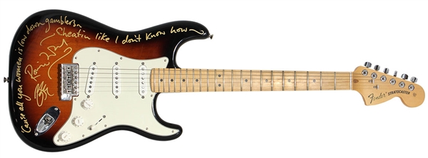 Rolling Stones Ronnie Wood Owned, Played & Inscribed Lyrics Fender Guitar