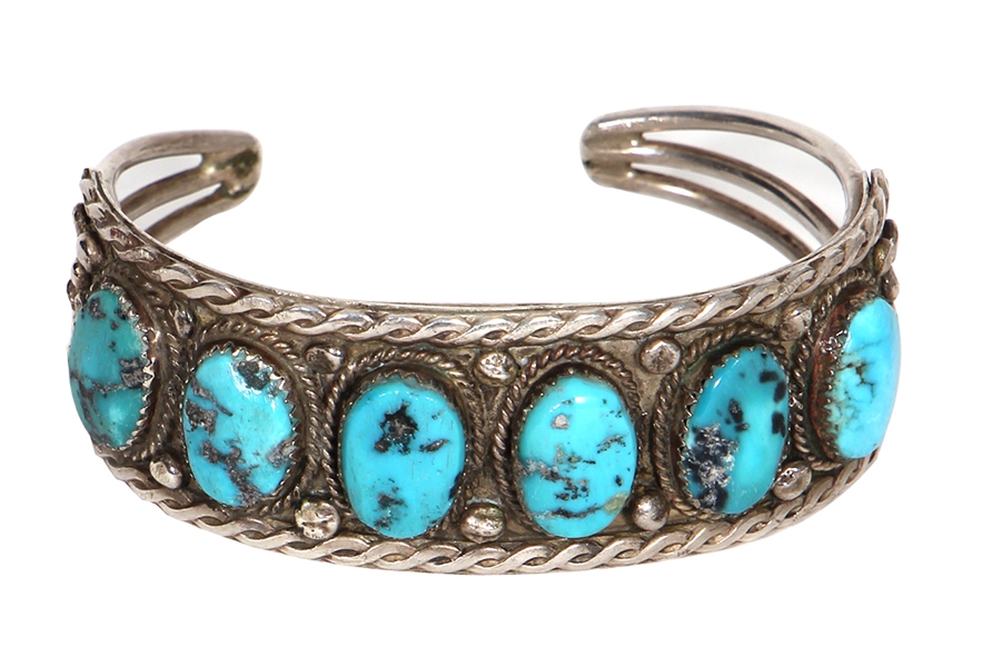 Jimi Hendrix Owned and Worn Silver Turquoise Bracelet