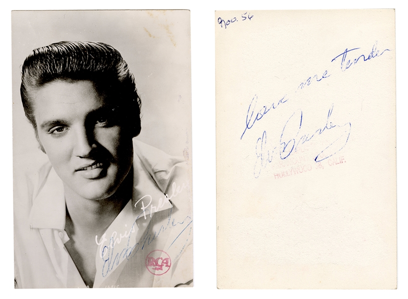 Elvis Presley Signed and "Love Me Tender" Lyric Inscribed Original Photograph