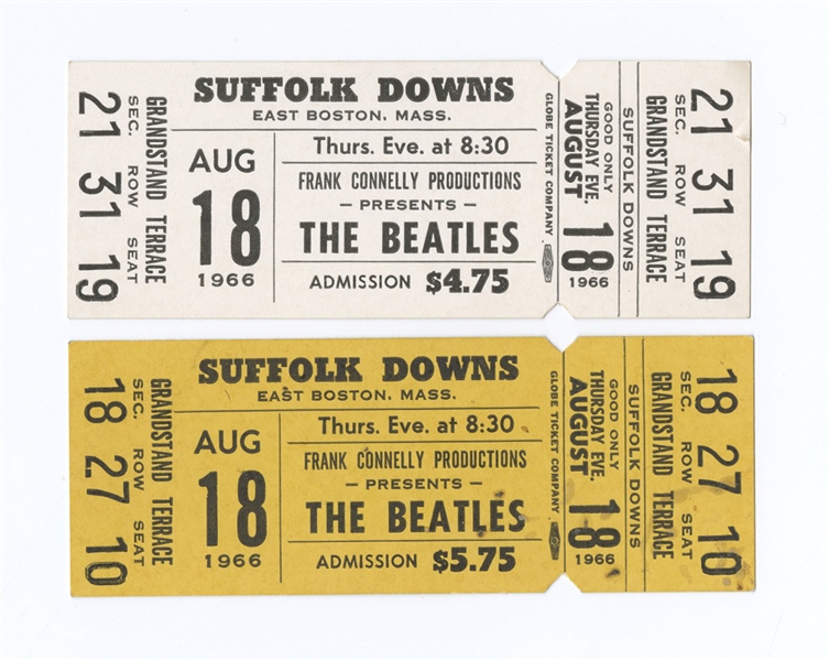 The Beatles Original 1966 Suffolk Downs Concert Tickets (2)