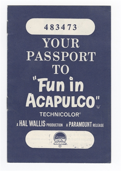 Elvis Presley "Fun In Acapulco" Movie Promo Passport