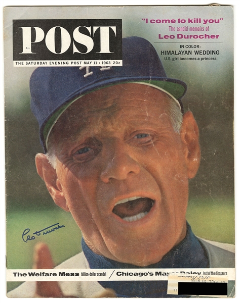 Leo Durocher Signed 1963 Edition of Post Magazine