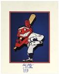 Bob Feller Signed Cleveland Baseball Print