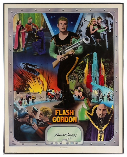 Buster Crabbe Signed FLASH GORDON Poster