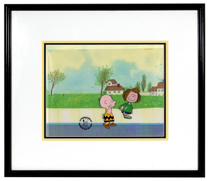 Charles Schulz Original "Peanuts" Animation Cel With Original Hand Painted Background