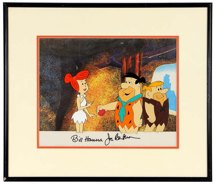 Bill Hanna and Joe Barbera Signed Original "Flintstones" Animation Cel 