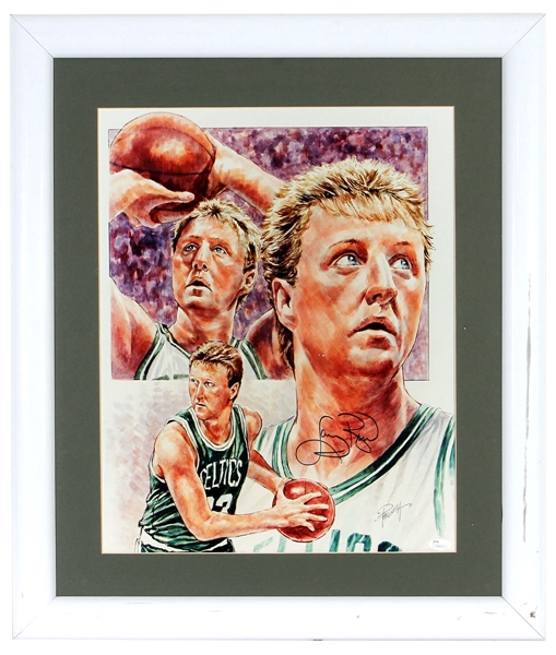 Michael Petronella and Larry Bird Signed Lithograph JSA